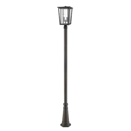 Z-Lite Seoul 2 Light Outdoor Post Mounted Fixture, Oil Rubbed Bronze & Clear 571PHBR-519P-ORB